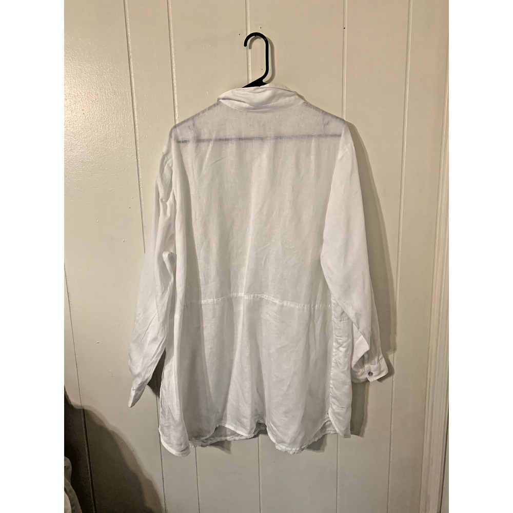 J Jill Love linen White Shirt dress 3x Pockets Roll Tab Sleeve Beach Resort - Picture 5 of 13